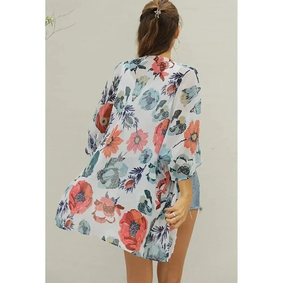 ❤️Women White Summer Cardigan Beach Open Front Swimsuit Cover Up Casual Shirt - Picture 5 of 6